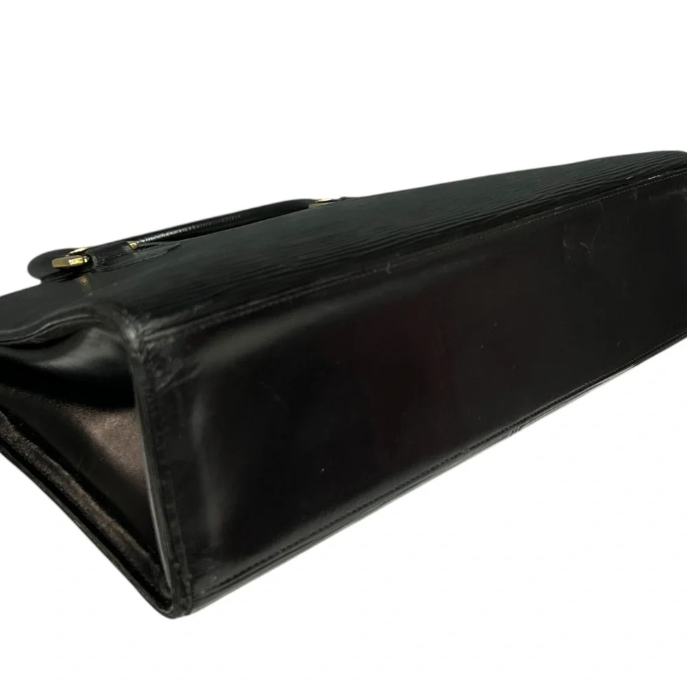 Vintage Black Epi Leather Structured Top Handle Bag Made in Canada Minimalist - Picture 7 of 17